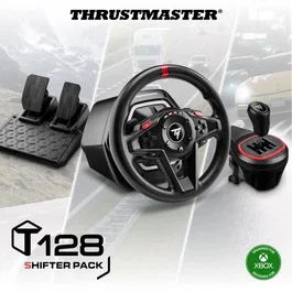 Thrustmaster Volant de Course Gaming T128 X Shifter Pack - Compatible Xbox Series X|S, Xbox One et PC - Retour de Force Hybride - Noir et Rouge