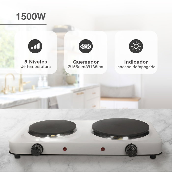 Väline Plaque électrique Mulix 2 brûleurs 2500W Väline Plaque électrique Mulix 2 brûleurs 2500W