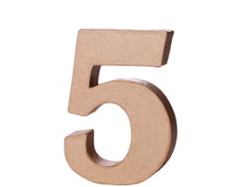 Innspiro Chiffre 5 en papier mâché de 10 cm