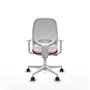 Chaise Cilanco Synchro 3 positions tissu Bordeaux Maille Blanc Structure polyamide blanc Accoudoirs blancs Sans appui-tête Roulettes 65mm nylon