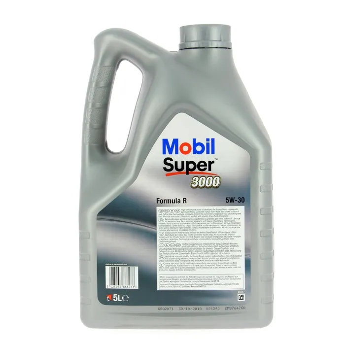 Mobil Super 3000 Formula-R 5W-30 Huile moteur synthétique haute performance bidon 5L