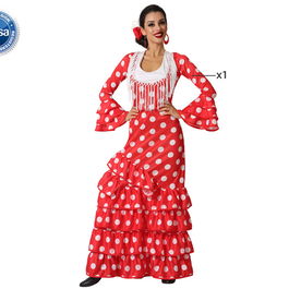 Déguisement Flamenco Rouge à Franges pour Femme Adulte Taille XS-S, Robe Espagnole - Thème Pays du Monde - 2021