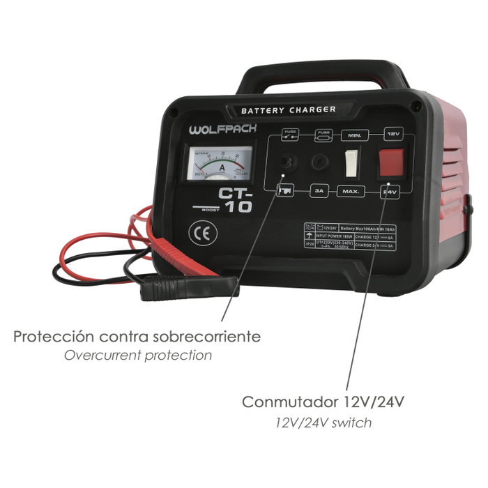 WOLFPACK LINEA PROFESIONAL Chargeur et démarreur de batterie 12/24V 10-100Ah WOLFPACK LINEA PROFESIONAL Chargeur et démarreur de batterie 12/24V 10-100Ah