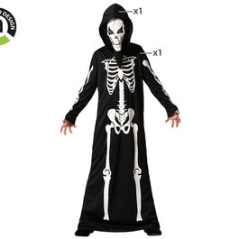 Costume Squelette avec Capuche pour Enfant Unisexe 3-4 Ans - Noir - Halloween - Polyester