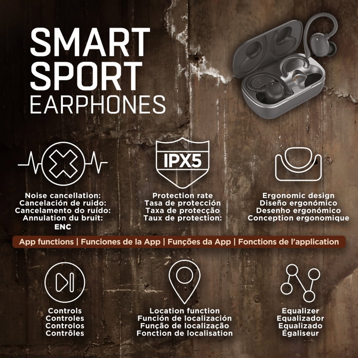 Muvit iO Sport ENC Écouteurs Bluetooth Sport Sans Fil Noir IPX5 Réduction Bruit App