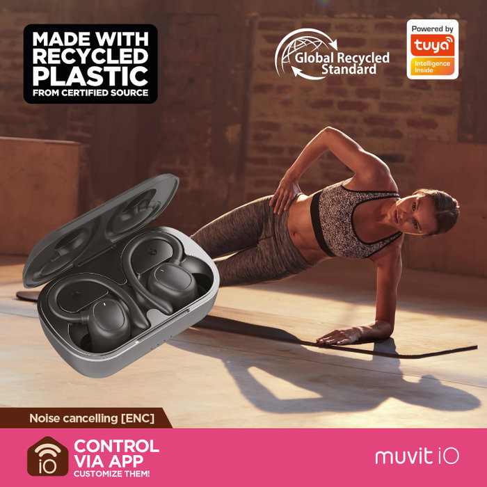 Muvit iO Sport ENC Écouteurs Bluetooth Sport Sans Fil Noir IPX5 Réduction Bruit App