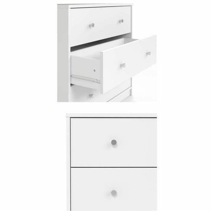 OREGON Commode 3 Tiroirs Blanc Contemporaine