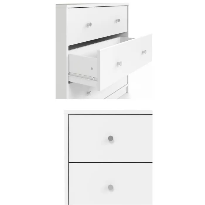 OREGON Commode 3 Tiroirs Blanc Contemporaine - Dimensions 72,4 x 30,1 x 68,3 cm pour Chambre OREGON Commode 3 Tiroirs Blanc Contemporaine - Dimensions 72,4 x 30,1 x 68,3 cm pour Chambre