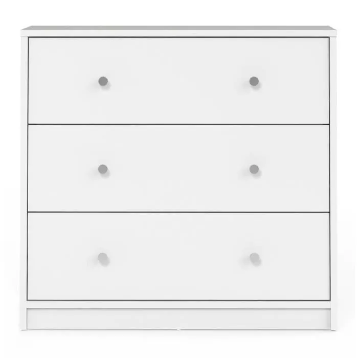 OREGON Commode 3 Tiroirs Blanc Contemporaine - Dimensions 72,4 x 30,1 x 68,3 cm pour Chambre OREGON Commode 3 Tiroirs Blanc Contemporaine - Dimensions 72,4 x 30,1 x 68,3 cm pour Chambre
