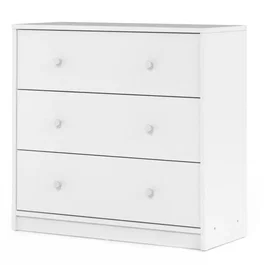 OREGON Commode 3 Tiroirs Blanc Contemporaine - Dimensions 72,4 x 30,1 x 68,3 cm pour Chambre