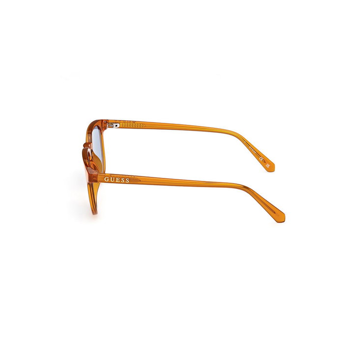 Guess GU8293 - Lunettes de soleil pour homme - Monture orange ronde avec verres bleus - Pont 17 mm, verres 49 mm, branches 140 mm