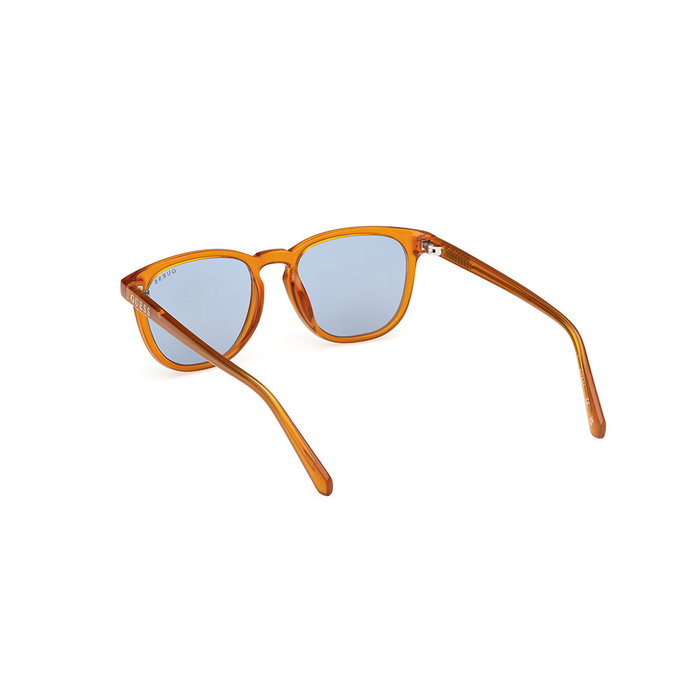 Guess GU8293 - Lunettes de soleil pour homme - Monture orange ronde avec verres bleus - Pont 17 mm, verres 49 mm, branches 140 mm