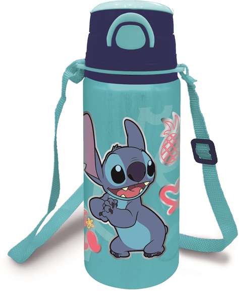Stor 730 ml Gourde isotherme en aluminium avec sangle et motif Stitch Disney - Bleue