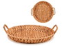 Giftdecor Centre de table rond en paille bas avec anses 41x10x38 cm Marron (Set de 12)