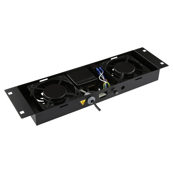 Lanview Logon RAF205BL - Module de ventilation avec 2 ventilateurs, thermostat numérique et montage sur toit - Débit d'air 280 m³/h - Noir