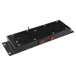 Lanview Logon RAF205BL - Module de ventilation avec 2 ventilateurs, thermostat numérique et montage sur toit - Noir