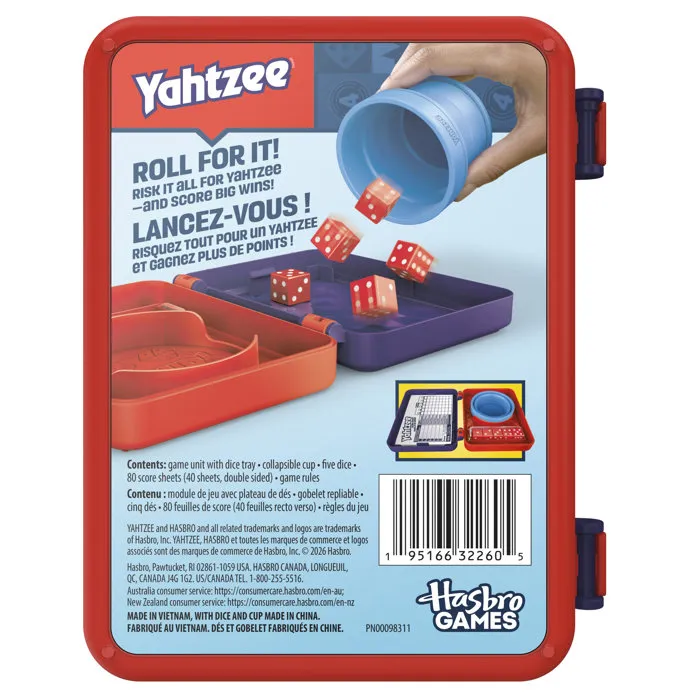 Hasbro Gaming Yahtzee refresh, jeu de dés avec gobelet repliable et boîtier de rangement Hasbro Gaming Yahtzee refresh, jeu de dés avec gobelet repliable et boîtier de rangement