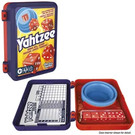Hasbro Gaming Yahtzee refresh, jeu de dés avec gobelet repliable et boîtier de rangement