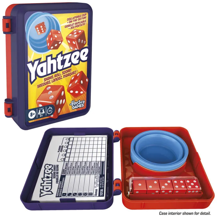 Hasbro Gaming Yahtzee refresh, jeu de dés avec gobelet repliable et boîtier de rangement Hasbro Gaming Yahtzee refresh, jeu de dés avec gobelet repliable et boîtier de rangement