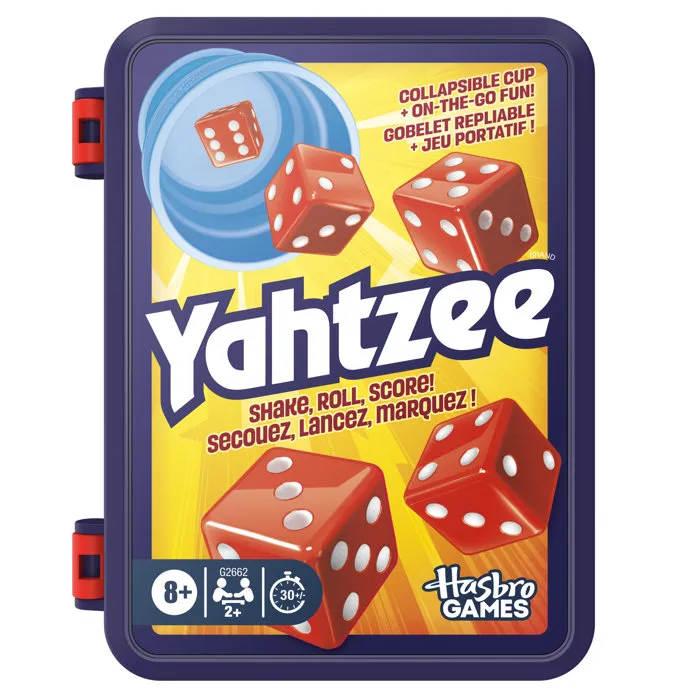 Hasbro Gaming Yahtzee refresh, jeu de dés avec gobelet repliable et boîtier de rangement Hasbro Gaming Yahtzee refresh, jeu de dés avec gobelet repliable et boîtier de rangement
