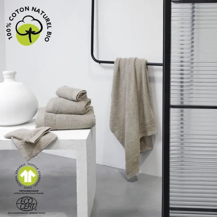 Today Organic Dune - Maxi drap de bain 90x150 cm en coton bio 450 GSM, certifié GOTS et Oeko-Tex, lavable en machine, absorption optimale