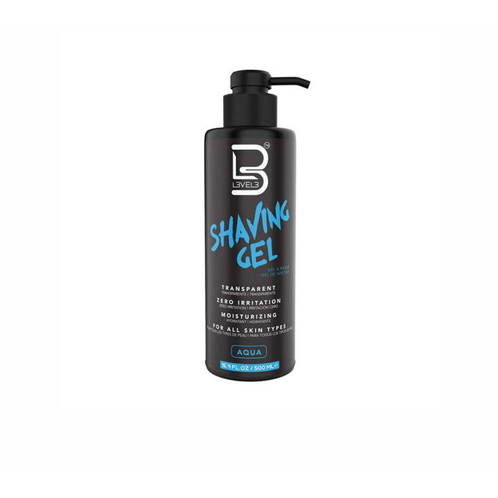 L3Vel3 Gel de rasage transparent Aqua pour visibilité, 500ml, pour peau sensible, hydratant et frais L3Vel3 Gel de rasage transparent Aqua pour visibilité, 500ml, pour peau sensible, hydratant et frais