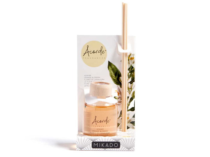 Acorde Mikado 50 ml avec bâton Azahar - Orange, verre, rotin, bois - 7 x 17 x 5 cm (Set de 12)