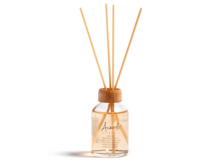 Acorde Mikado 50 ml avec bâton Azahar - Orange, verre, rotin, bois - 7 x 17 x 5 cm (Set de 12)