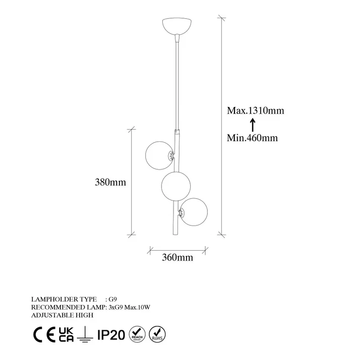 Lampe suspendue Zhubei Noir