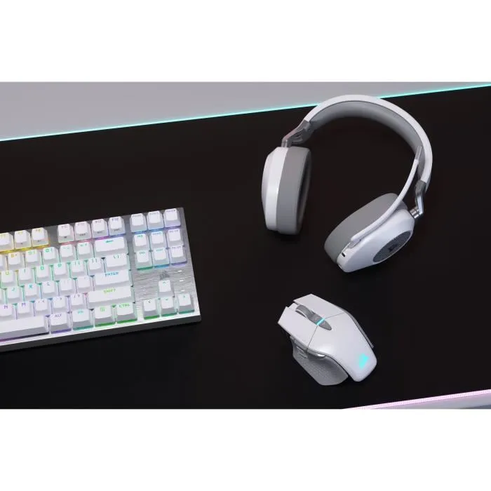 Corsair Casque Gaming Sans Fil HS65 Wireless V2 Blanc Son Surround Dolby Audio 7.1 Connexion 2.4 Ghz Faible Latence Bluetooth PC Mac PS5 Corsair Casque Gaming Sans Fil HS65 Wireless V2 Blanc Son Surround Dolby Audio 7.1 Connexion 2.4 Ghz Faible Latence Bluetooth PC Mac PS5