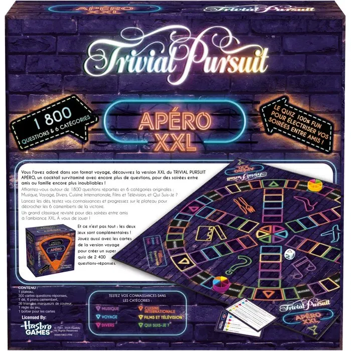 Winning Moves - TRIVIAL PURSUIT Apéro XXL - Jeu de société - Édition avec 1800 questions - 6 catégories - À partir de 16 ans Winning Moves - TRIVIAL PURSUIT Apéro XXL - Jeu de société - Édition avec 1800 questions - 6 catégories - À partir de 16 ans
