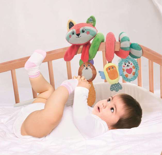 Clementoni - Peluche spirale souple pour landau, animaux, 30x18x15 cm - Dès la naissance