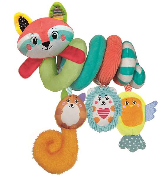 Clementoni - Peluche spirale souple pour landau, animaux, 30x18x15 cm - Dès la naissance