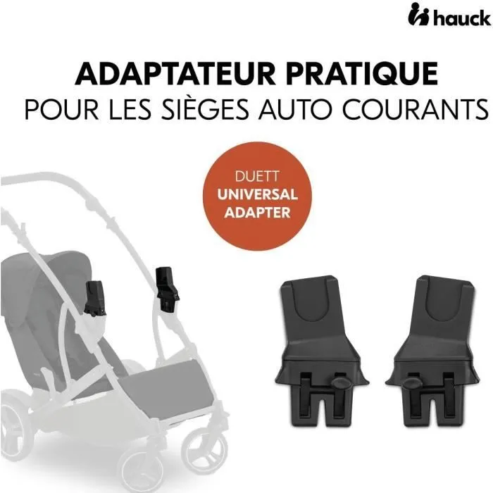 Hauck DUETT Universal CS - Adaptateurs universels pour cosy de siège auto - Compatible Drive N Care et autres - Noir - Pour poussette Duett Hauck DUETT Universal CS - Adaptateurs universels pour cosy de siège auto - Compatible Drive N Care et autres - Noir - Pour poussette Duett