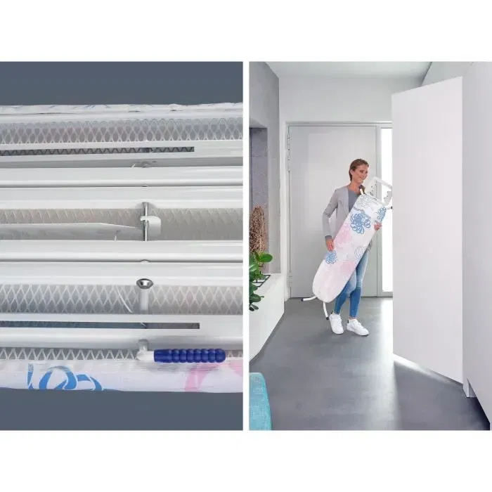 Leifheit Table à repasser Classic M Basic 72577, table de repassage réglable 69-88 cm, surface 120x38 cm, housse en coton, pieds en tube métallique 22 mm