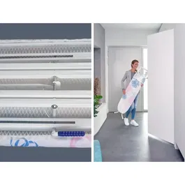 Leifheit Table à repasser Classic M Basic 72577, table de repassage réglable 69-88 cm, surface 120x38 cm, housse en coton, pieds en tube métallique 22 mm