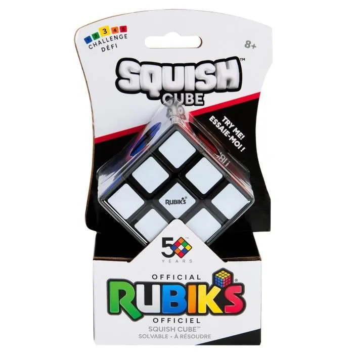 Spin Master Rubik's Squish Cube 3x3 - Cube en mousse 3x3, jeu sensoriel et casse-tête stimulant pour enfants dès 8 ans