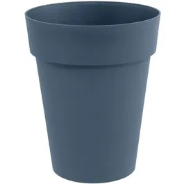 Eda Vase Toscane - Mi-haut Rond - Prêt-à-planter - Ø 44 x H 53 cm - Capacité 50 L - Traité anti-UV et antigel - Bleu Jean - Fabrication française