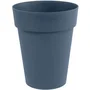 Eda Vase Toscane - Mi-haut Rond - Prêt-à-planter - Ø 44 x H 53 cm - Capacité 50 L - Traité anti-UV et antigel - Bleu Jean - Fabrication française