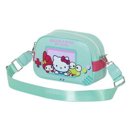Hello Kitty Sac bowling léger vide PVC - Sac à bandoulière ajustable 75-130 cm - Dimensions 9x14x23 cm - PVC et polyester - Coloris turquoise - Karactermania