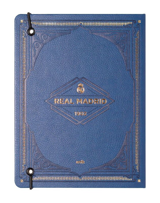 ERIK - Carnet A5 Premium Real Madrid à couverture rigide, reliure spirale et fermeture élastique, pages pointillées
