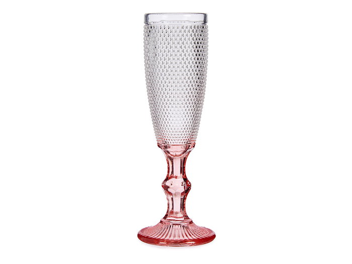 Vivalto Verre à Cava Points Pied Rose 180 ml Transparent et Rose 7x20x7 cm (Set de 36)