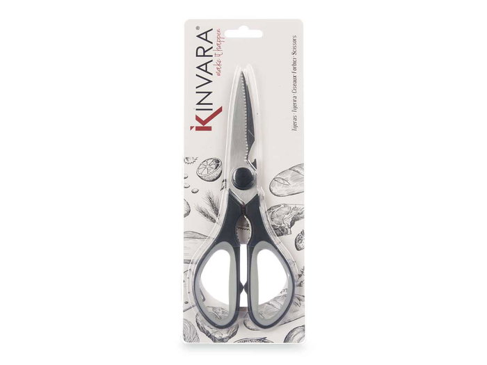 Kinvara Ciseaux de cuisine noir et argent 21x1.5x8 cm acier inoxydable et plastique (Set de 12)