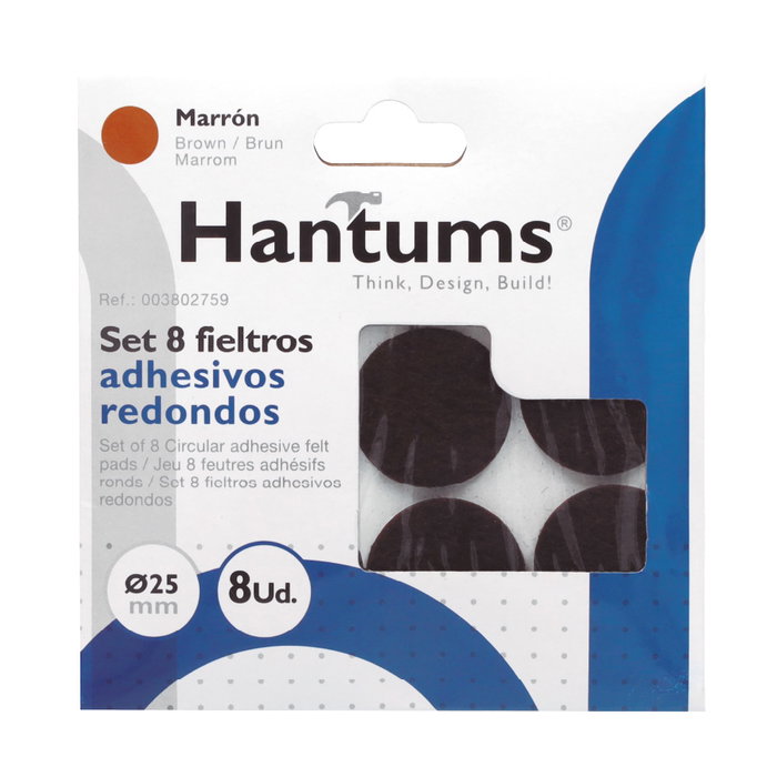 Hantums Set de 8 feutres adhésifs ronds Ø25mm - Marron
