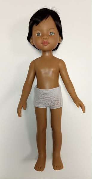 Paola Reina Balbino - Poupée garçon latino espagnole sans vêtements, cheveux courts noirs avec mèche, yeux gris, 32 cm