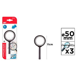 MP Lupa Cristal Optique 3x Grossissement Noir Ø50x110mm Blister