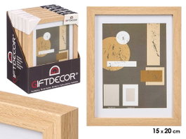 Giftdecor Porte-photo mural en bois MDF et verre avec passe-partout 15x20 cm naturel (Set de 12)