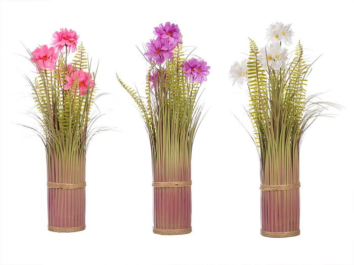 Ibergarden Ramillette Pétales Longs Blanc Rose Violet 3 Couleurs Plastique 20x48x20 cm (Set de 6)