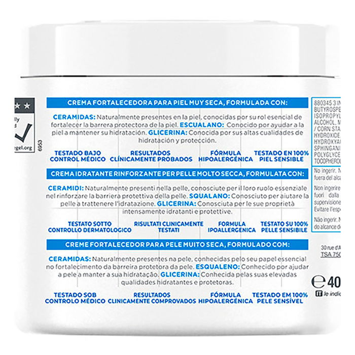 Mixa Crème Fortifiante Ceramide Protect pour Peaux Très Sèches, Hydratation Intense, 400 ml