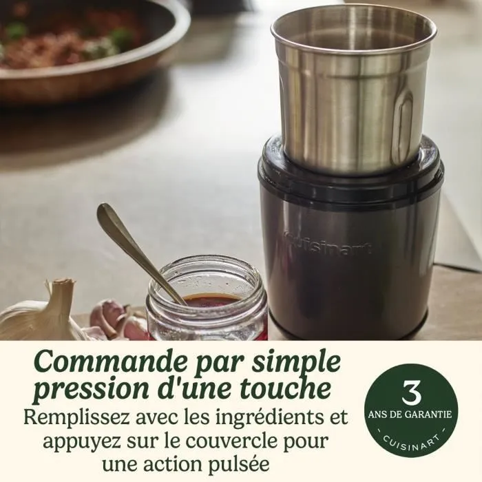 Cuisinart SG21BE - Moulin à épices et noix - Fonction impulsion - 2 bols inox avec couvercles - Bleu nuit